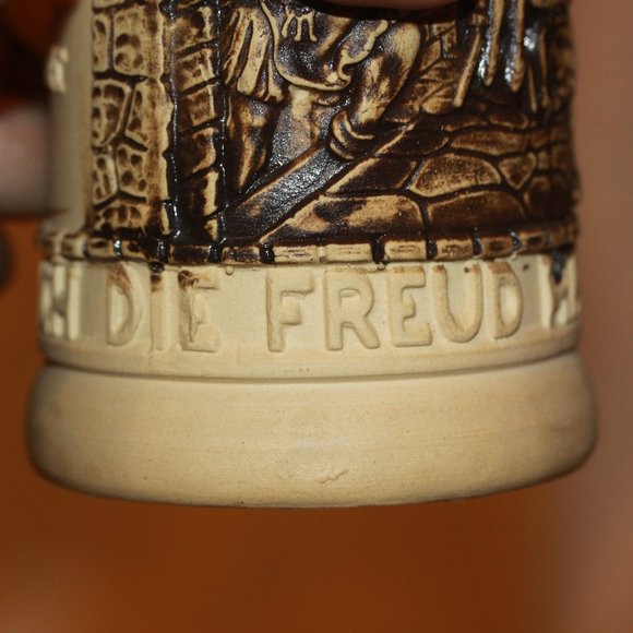 vintage German beer stein Mug porcelain ceramic Scenic Raised Detail - Picture 3 of 6